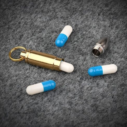 NHDT SW809 سلسلة مفاتيح حامل حبوب دواء محمولة، علبة من التيتانيوم والنحاس مضادة للماء حافظة للمحفظة أو الجيب أو قلادة، حافظة صغيرة EDC للسفر في الهواء الطلق. in Kuwait