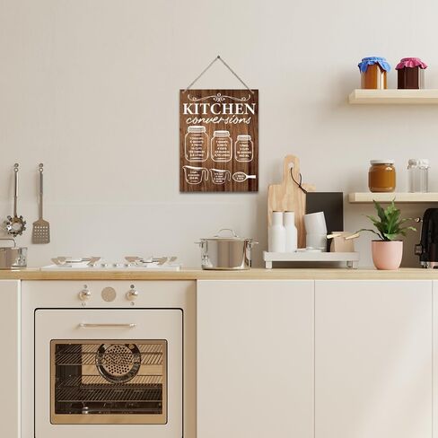 ريفي المطبخ تحويل الرسم البياني علامة المطبخ قياس لوحة الخشب علامات جدار الباب شنقا للمنزل مزرعة المطبخ غرفة الطعام ديكور، لطيف علامات المطبخ جدار ديكور 7.9 × 10.3 بوصة (J639) in Kuwait