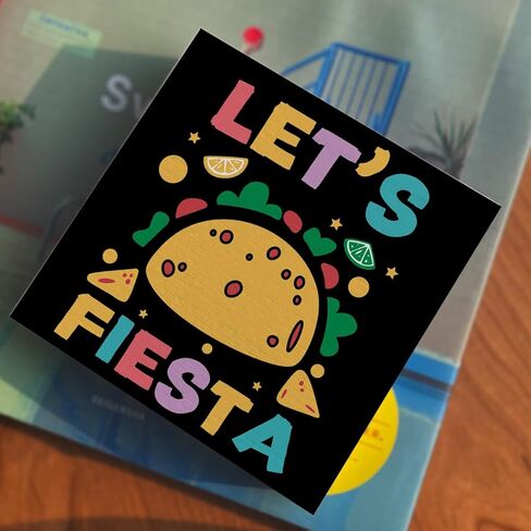 ENGVZ Country Let’s Fiesta Artwork Wood Box Sign Rustic Farmhouse Style Mexican Fiesta Wood Block Plaque 5 X 5 Inches Home Desk Sign Decor for Presents in Kuwait