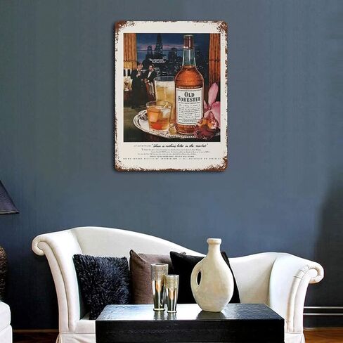 لافتة JIANKUN معدنية من القصدير، بوربون عتيق - إعلان ويسكي عتيق، مطبخ منزلي، مكتب، بار، مطعم، نادي النوم أو المرآب، 30.48 سم × 40.64 سم بوصة in Kuwait