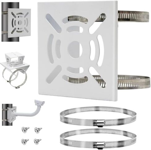 PreZiouz 2 Pack Universal Vertical Pole Mount Adapter with 4 Hoops and 8 Screws, Wall Mounting Hoop Bracket for CCTV Security Camera PTZ Dome Outdoor Installation (Black) in Kuwait