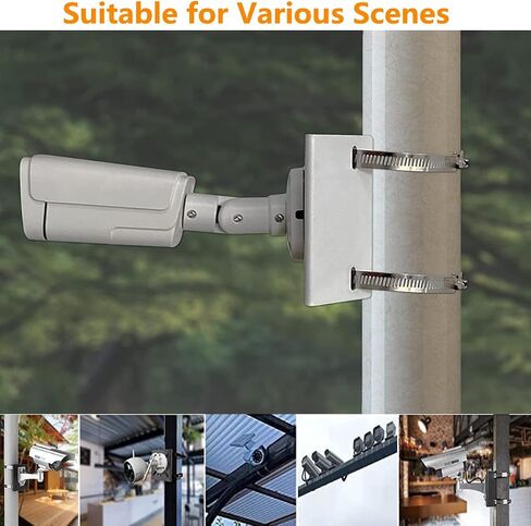 PreZiouz 2 Pack Universal Vertical Pole Mount Adapter with 4 Hoops and 8 Screws, Wall Mounting Hoop Bracket for CCTV Security Camera PTZ Dome Outdoor Installation (Black) in Kuwait