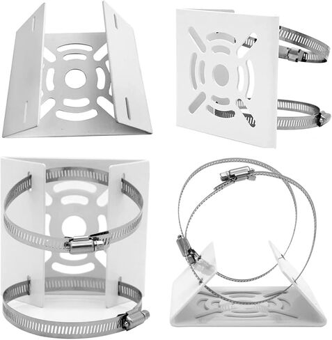 PreZiouz 2 Pack Universal Vertical Pole Mount Adapter with 4 Hoops and 8 Screws, Wall Mounting Hoop Bracket for CCTV Security Camera PTZ Dome Outdoor Installation (Black) in Kuwait