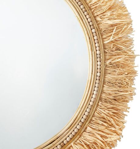 The Novogratz Seagrass Wall Mirror with Fringe Detailing, 35" x 1" x 35", Light Brown in Kuwait