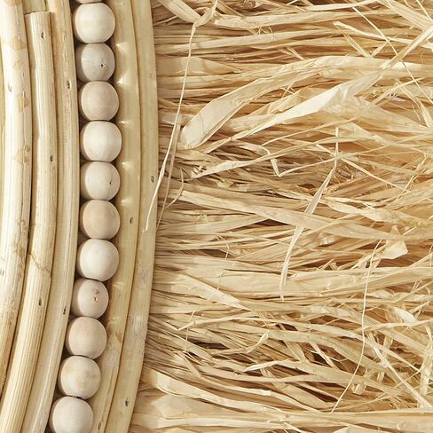 The Novogratz Seagrass Wall Mirror with Fringe Detailing, 35" x 1" x 35", Light Brown in Kuwait