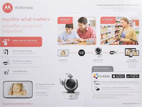 جهاز مراقبة الأطفال Motorola MBP854CONNECT ثنائي الوضع مع شاشة مراقبة الوالدين LCD مقاس 4.3 بوصة وعرض الإنترنت عبر Wi-Fi، بدقة 720 بكسل in Saudi Arabia