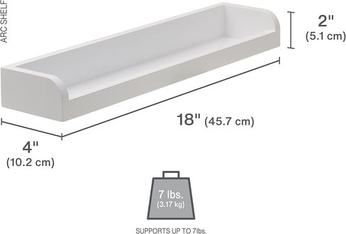 أرفف حائط مقوسة عائمة من ميلانكو لغرفة الأطفال، غرفة النوم، غرفة المعيشة، المطبخ، مجموعة من 2، أبيض in Kuwait