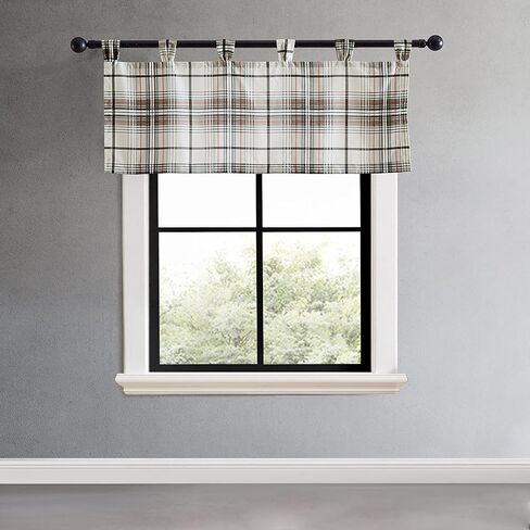 Eddie Bauer Home Valance معالجة نافذة أنيقة وخفيفة الوزن وعازلة مع عروة علوية، يمكن غسلها في الغسالة، عناية سهلة، 50 × 20، منقوشة على شكل Edgewood in Saudi Arabia