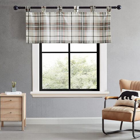 Eddie Bauer Home Valance معالجة نافذة أنيقة وخفيفة الوزن وعازلة مع عروة علوية، يمكن غسلها في الغسالة، عناية سهلة، 50 × 20، منقوشة على شكل Edgewood in Saudi Arabia
