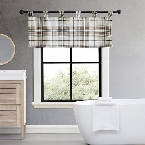 Eddie Bauer Home Valance معالجة نافذة أنيقة وخفيفة الوزن وعازلة مع عروة علوية، يمكن غسلها في الغسالة، عناية سهلة، 50 × 20، منقوشة على شكل Edgewood in Saudi Arabia