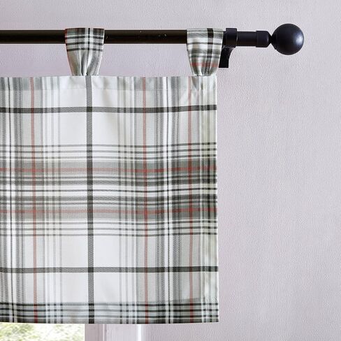 Eddie Bauer Home Valance معالجة نافذة أنيقة وخفيفة الوزن وعازلة مع عروة علوية، يمكن غسلها في الغسالة، عناية سهلة، 50 × 20، منقوشة على شكل Edgewood in Saudi Arabia