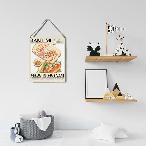 مضحك علامة مطبخ ديكور Banh Mi علامة خشبية لوحة الجدار الشنق الملصقات الغذاء الفني 8 "X10" ديكور المنزل والمطبخ الحديث in Kuwait