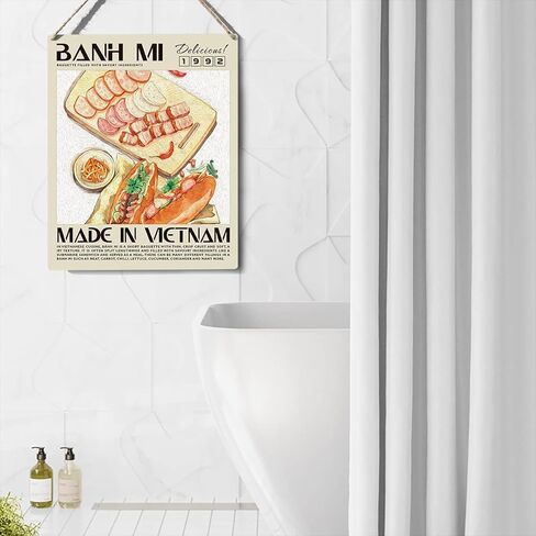 مضحك علامة مطبخ ديكور Banh Mi علامة خشبية لوحة الجدار الشنق الملصقات الغذاء الفني 8 "X10" ديكور المنزل والمطبخ الحديث in Kuwait