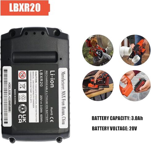 VKMAPIP Li-Ion LBXR20 لاستبدال BL2018 بلاك اند ديكر BL2018-XE BL2018-XJ LB20 LBX20 LBXR2020 GKC1825L LSW20 SSL20SB [20V 3AH] in Kuwait