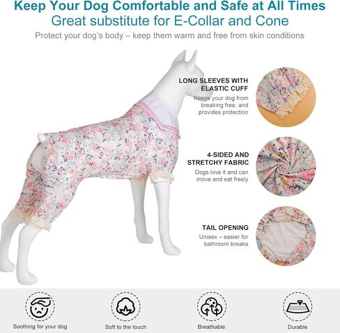 LovinPet Large Dog Pajamas for Male Dogs -Wound Care/Surgery Recovery Dog Pajamas, T-Shirt for Large Dog,Spring Flower Garden Print,Large Dog PJ's Pitbull Clothes,Party Costume for Large Dogs,XL in Saudi Arabia