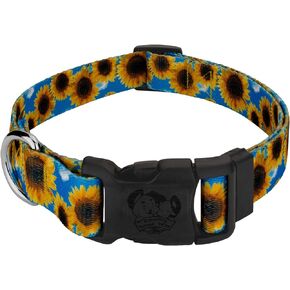 Country Brook Petz - Deluxe Dog Collar - for Durability, Comfort & Style - Vibrant Floral Collection with Charming Design - Sunflowers, Large