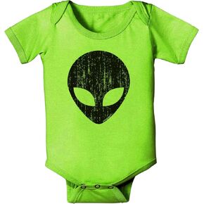 TooLoud Extraterrestrial Face - Alien Distressed Baby Romper Bodysuit - Lime 6 Month in Kuwait