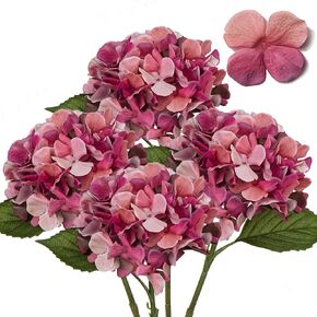 DILATATA 4 Pcs Dried Touch Hydrangeas Artificial Flowers 17" Tall Large Silk Hydrangea Stems Fake Hydrangea Arrangements for Home Office Table Centerpieces-Blue Hydrangea in Kuwait