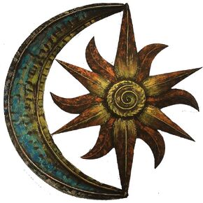 CRAFIA Celestial-Themed Metal Wall Décor | Hand Painted Metal Wall Art |Moon Star Shape Iron showpiece | Metal Wall Décor Ideas. in Saudi Arabia