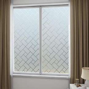 فيلم خصوصية النافذة، ملصقات نافذة شبكية مزخرفة، شارات نافذة زجاجية، ملصق نافذة لاصق ثابت من الفينيل غير لاصق بدون غراء (35.4 × 78.7 بوصة) in Kuwait