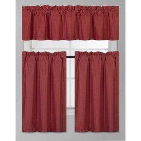 Fancy Collection 3 Pieces Faux Silk Blackout Kitchen Curtain Set Tier Curtains and Valance Set Solid Black Window Set Thermal Backing Drapes New in Kuwait