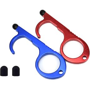 ZLMC[قطعتان] أداة فتح باب بدون لمس، أداة فتح باب متعددة الوظائف بدون لمس، أداة ضغط زر الخطاف، أداة لمس آمنة (أحمر، أزرق) in Kuwait