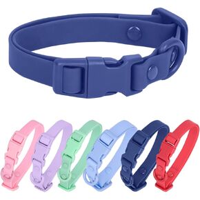 Waterproof Dog Collar Soft Rubber Dog Collar with Safety Buckle Adjustable Pet Collars for Small Medium Large Dogs