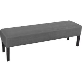 DASORY Velvet Bench Covers for Dining Room,Soft Stretch Upholstered Bench Seat Slipcover for Living Room Anti-Dust Removable Bench Slipcover,Dark Gray in Saudi Arabia