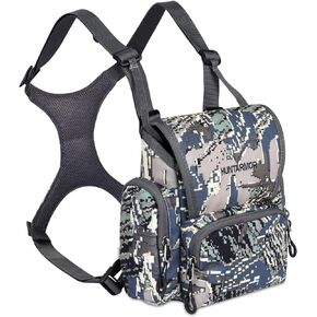 skiguard Bino Harness with Rangefinder Pouch & Rain Cover, Lightweight Binocular Harness Chest Pack, Adjustable Harness Binocular Chest Packs Vest Bags