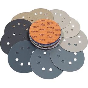 Rouswee 30 PCS 5 Inch 8 Hole #120-#5000 Sanding Discs 120/240/400/800/1000/1500/2000/2500/3000/5000 Grit Compatible for Random Orbital Sander Sanding Grinder (30 PCS 5 inch 8Hole #120-#5000) in Saudi Arabia