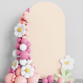 Asee'm 7.2FT Ivory Arch Backdrop Cover Spandex Stretchy for Wedding Chiara | Fitted 2-Sided Round Top Ballon Fabric Arch Cover for Party Ceremony Birthday Banquet Decoration in Saudi Arabia