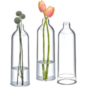 Amazing Abby - مزهرية فيرجينيا - 3 مزهريات برعم أكريليك، مزهريات زهور بلاستيكية لقطع الزفاف المركزية، ديكورات المنزل، زخارف المكاتب، مقاومة للكسر، حجم كبير، 10 بوصة (ارتفاع) in Kuwait