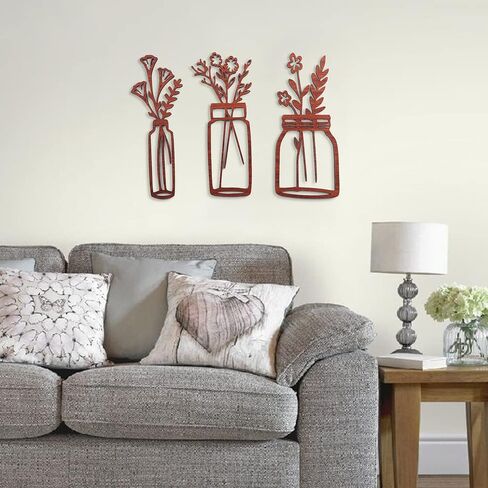 ديكور حائط بأوراق الخشب، تعليق على الحائط بأوراق الشجر، فن جداري مكون من 4 أوراق، ديكور جداري بسيط، فن حائط بوهو، ديكور جدار غرفة المعيشة، ديكور غرفة النوم in Kuwait