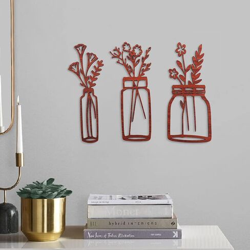 ديكور حائط بأوراق الخشب، تعليق على الحائط بأوراق الشجر، فن جداري مكون من 4 أوراق، ديكور جداري بسيط، فن حائط بوهو، ديكور جدار غرفة المعيشة، ديكور غرفة النوم in Kuwait