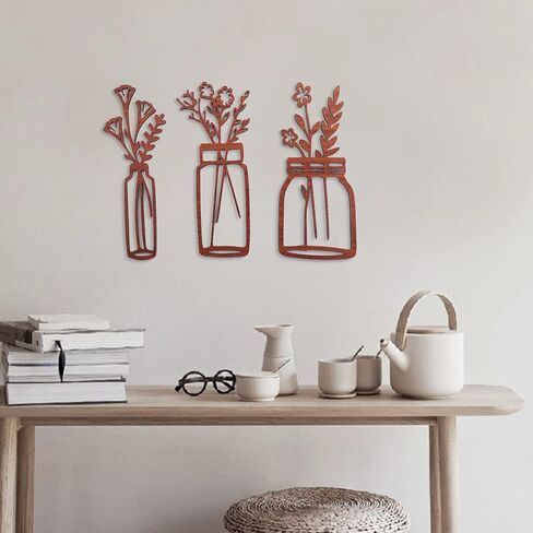 ديكور حائط بأوراق الخشب، تعليق على الحائط بأوراق الشجر، فن جداري مكون من 4 أوراق، ديكور جداري بسيط، فن حائط بوهو، ديكور جدار غرفة المعيشة، ديكور غرفة النوم in Kuwait