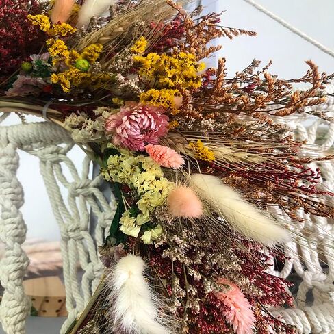 GHY ديكور ريفي طبيعة زهرة إكليل كبير 18 بوصة ديكور معلق على الحائط، ملون طبيعي مجفف لا تنساني لا لافندر قمح أرنب ذيل العشب ترحيب لنافذة الباب الأمامي للمزرعة (D6528_FBA) in Kuwait