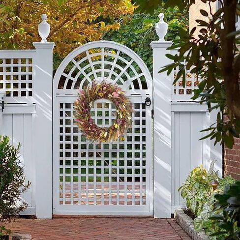 GHY ديكور ريفي طبيعة زهرة إكليل كبير 18 بوصة ديكور معلق على الحائط، ملون طبيعي مجفف لا تنساني لا لافندر قمح أرنب ذيل العشب ترحيب لنافذة الباب الأمامي للمزرعة (D6528_FBA) in Kuwait