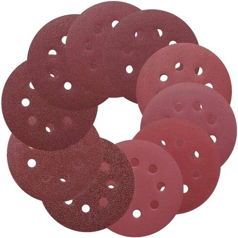 Sanding Discs 5-Inch 8-Hole 100pcs Hook and Loop Sandpaper, 40/60/80/100/150/180/240/320/400/800 Grits Sandpaper for Random Orbit Sander in Saudi Arabia