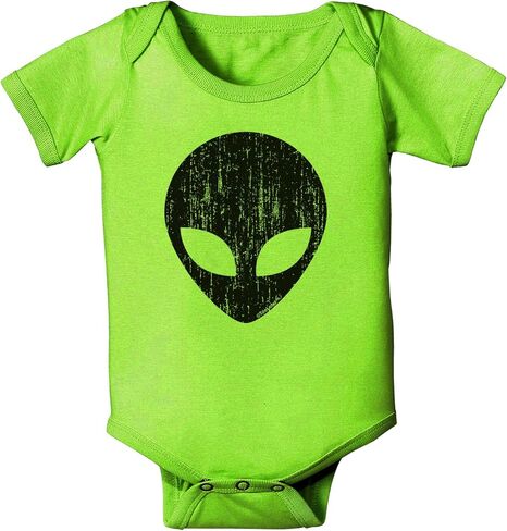 TooLoud Extraterrestrial Face - Alien Distressed Baby Romper Bodysuit - Lime 6 Month in Kuwait