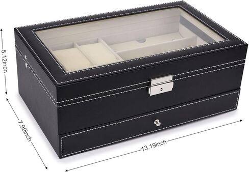 JS NOVA JUNS 6 slots watch box Jewelry Organizer Lockable Sunglass Display Case with Black Faux Leather in Kuwait