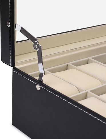 JS NOVA JUNS 6 slots watch box Jewelry Organizer Lockable Sunglass Display Case with Black Faux Leather in Kuwait