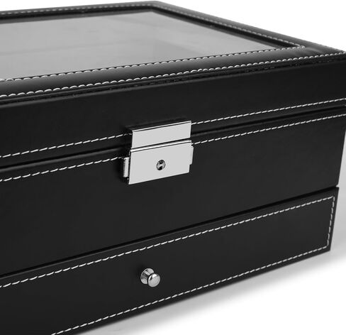 JS NOVA JUNS 6 slots watch box Jewelry Organizer Lockable Sunglass Display Case with Black Faux Leather in Kuwait