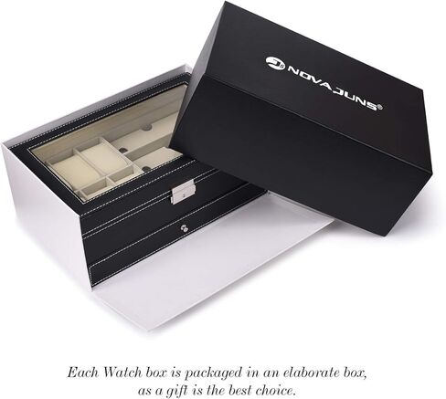 JS NOVA JUNS 6 slots watch box Jewelry Organizer Lockable Sunglass Display Case with Black Faux Leather in Kuwait