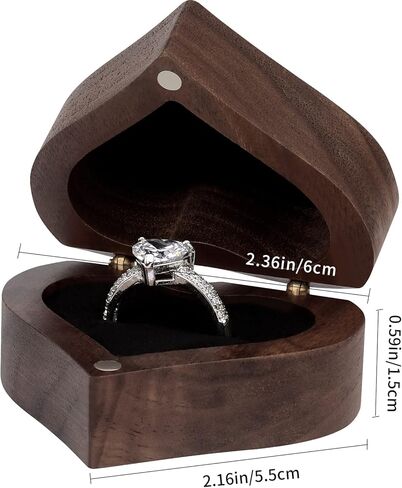 صندوق خاتم خشبي من DesignSter لاقتراح خاتم خطوبة من خشب الجوز، صندوق صغير نحيف بحجم الجيب، صندوق حامل خاتم لحفلات الزفاف (دائمًا وإلى الأبد) in Kuwait