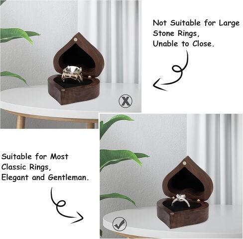 صندوق خاتم خشبي من DesignSter لاقتراح خاتم خطوبة من خشب الجوز، صندوق صغير نحيف بحجم الجيب، صندوق حامل خاتم لحفلات الزفاف (دائمًا وإلى الأبد) in Kuwait