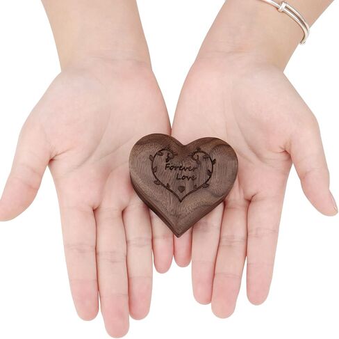 صندوق خاتم خشبي من DesignSter لاقتراح خاتم خطوبة من خشب الجوز، صندوق صغير نحيف بحجم الجيب، صندوق حامل خاتم لحفلات الزفاف (دائمًا وإلى الأبد) in Kuwait