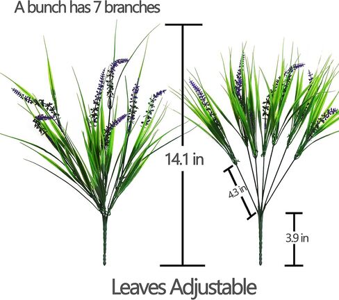 6 قطع من نباتات Tisinly الاصطناعية في الهواء الطلق وعشب القرد المزيف مع الزهور، والعشب مع الزهور الأرجوانية والزهور الصناعية لتزيين النوافذ والحديقة والمكتب والفناء المعلق والشرفة الأمامية (6) in Kuwait