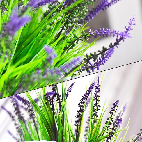 6 قطع من نباتات Tisinly الاصطناعية في الهواء الطلق وعشب القرد المزيف مع الزهور، والعشب مع الزهور الأرجوانية والزهور الصناعية لتزيين النوافذ والحديقة والمكتب والفناء المعلق والشرفة الأمامية (6) in Kuwait