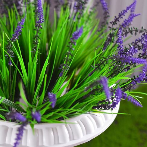 6 قطع من نباتات Tisinly الاصطناعية في الهواء الطلق وعشب القرد المزيف مع الزهور، والعشب مع الزهور الأرجوانية والزهور الصناعية لتزيين النوافذ والحديقة والمكتب والفناء المعلق والشرفة الأمامية (6) in Kuwait