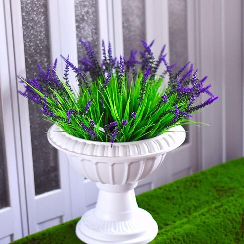 6 قطع من نباتات Tisinly الاصطناعية في الهواء الطلق وعشب القرد المزيف مع الزهور، والعشب مع الزهور الأرجوانية والزهور الصناعية لتزيين النوافذ والحديقة والمكتب والفناء المعلق والشرفة الأمامية (6) in Kuwait